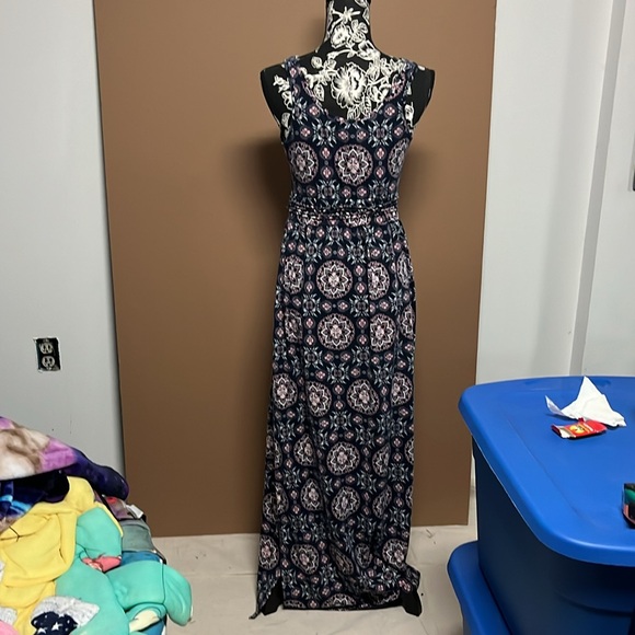 Mudd size medium maxi beach dress sun dress bohemian navy blue and pink - Picture 5 of 5